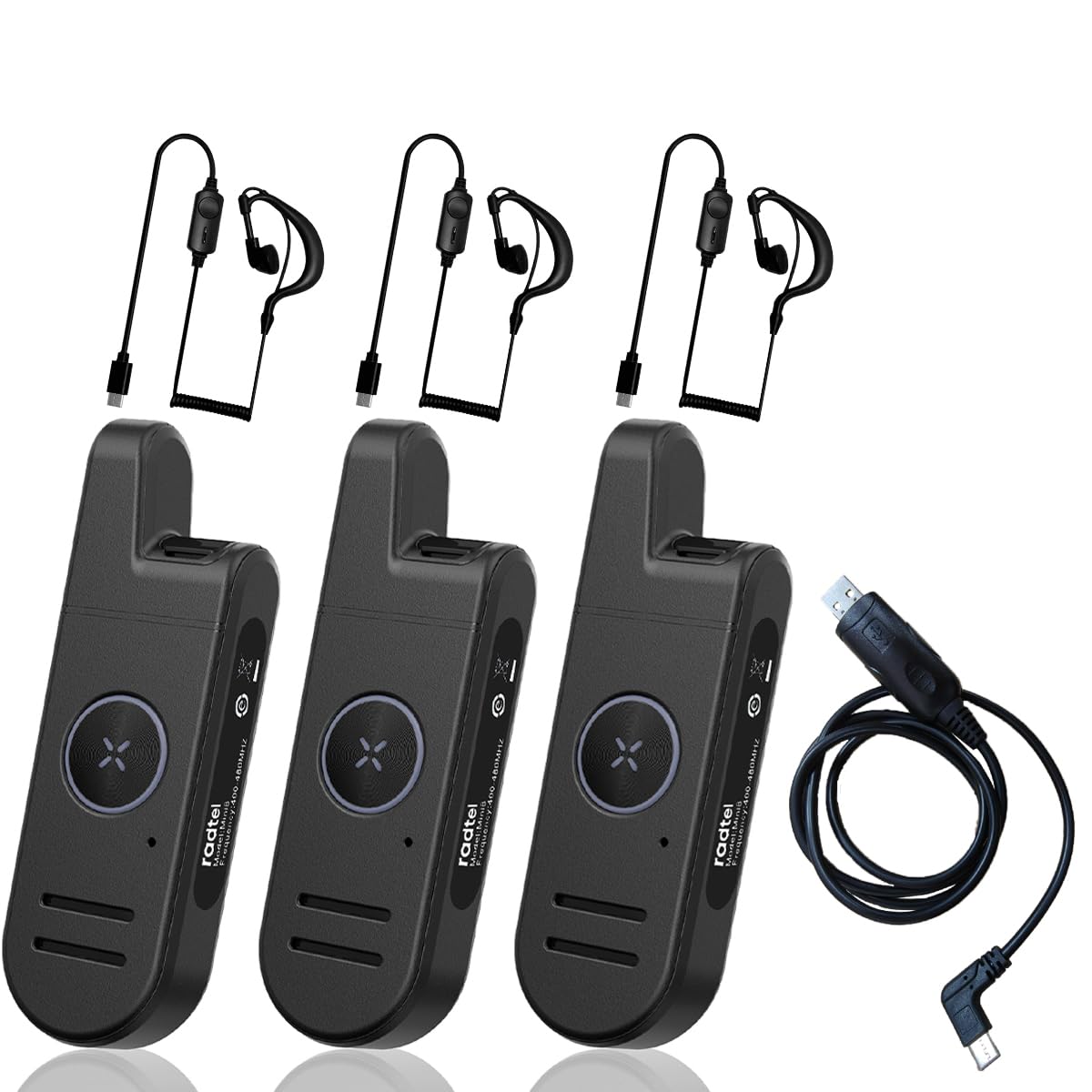 Radtel RT13 Super Mini Walkie Talkie Rechargeable, VOX Handsfree,Two Way Radio FRS Business Radio for Restaurants Hair Salons Hotels (3 Pack)