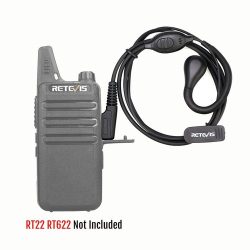 Retevis RT22 Walkie Talkie Earpiece with Mic, 2 Pin, for RT22 RT68 RT21 H-777 RT27 RT68H RT15, Compatible with Pxton Baofeng BF-888S BF-T26 Kenwood Two Way Radio, Two Way Radio Earpiece(6 Pack)