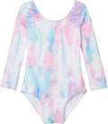 Domusgo Girls Gymnastics Leotards - Long Sleeve Shiny Colorful One-Piece Bodysuits