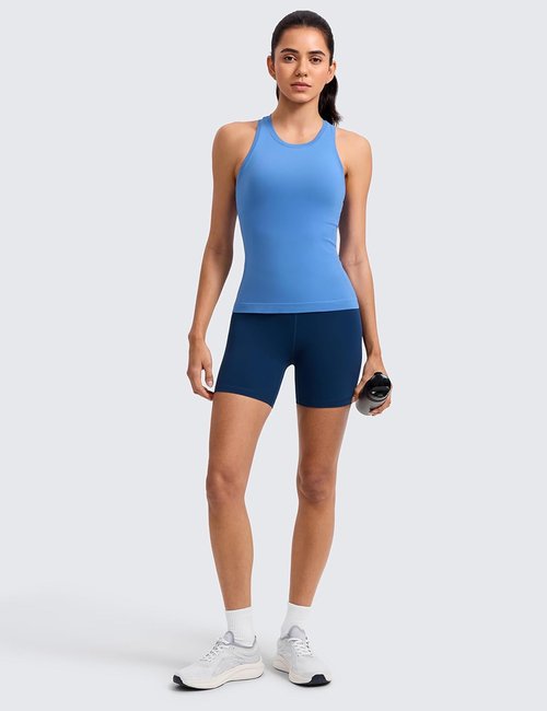CRZ YOGA Seamless Workout Tank Tops for Women - Breathable Sleeveless Athletic Gym Shirts