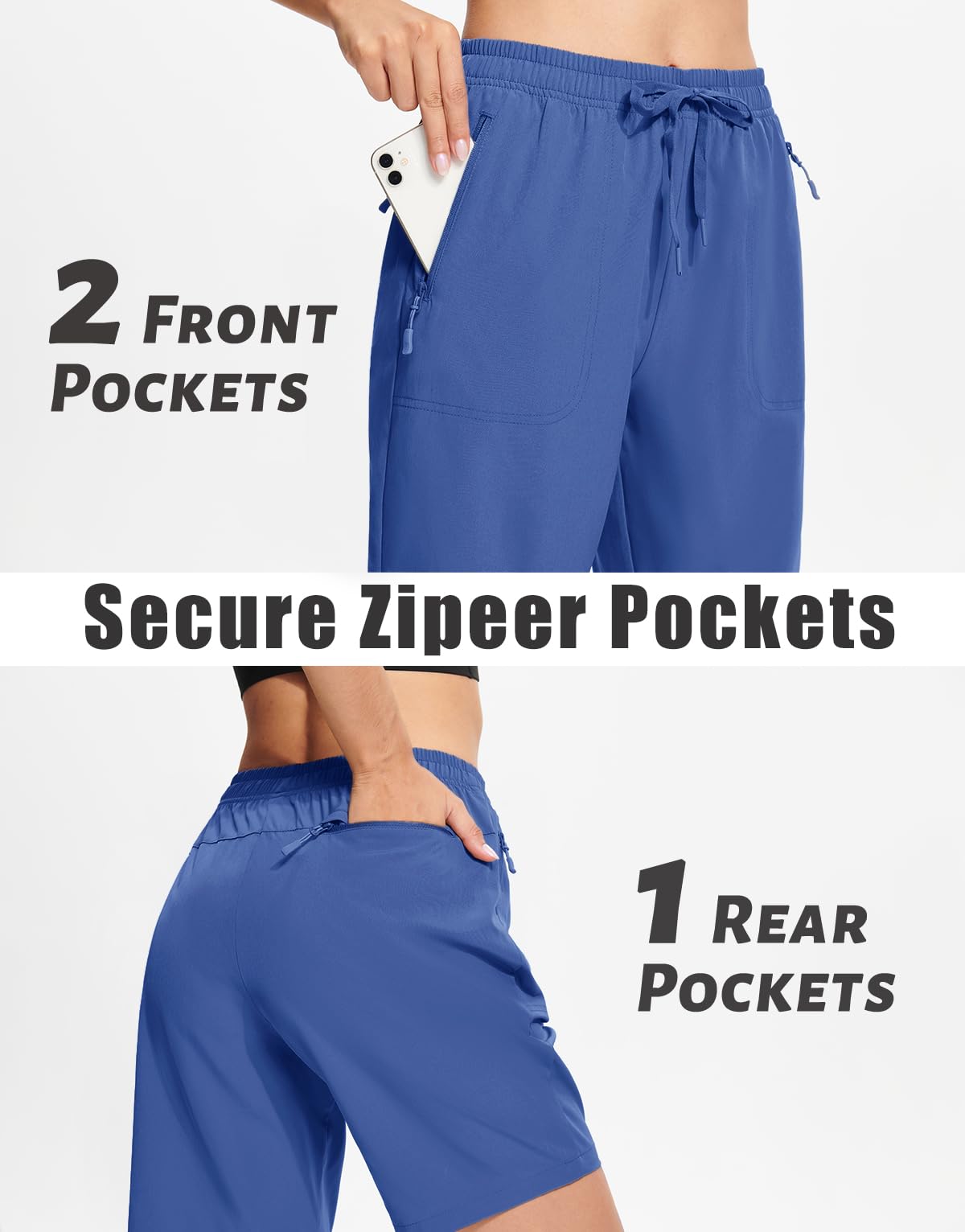 MAGCOMSEN Golf Shorts for Women 8" Hiking Shorts Lightweight Quick Dry Water Resistant Shorts Blue Grey XL