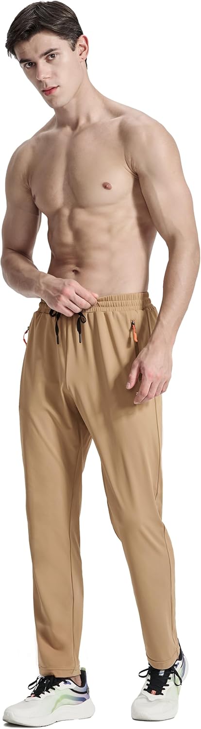 Skiennix Men's Joggers - Athletic Stretch Sweatpants with Zipper Pockets for Gym & Running