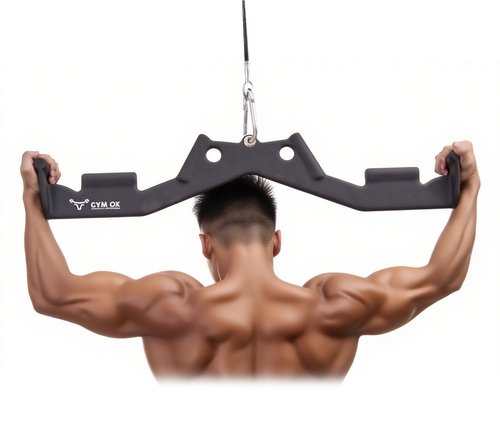 LAT Pull Down Bar, Weight Training Equipment, Gym Cable Machine Attachment (Black)