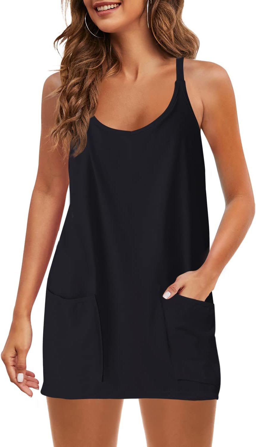 Panadila Women's Summer Mini Dress - Sleeveless V-Neck Sundress with Pockets | Athletic Style
