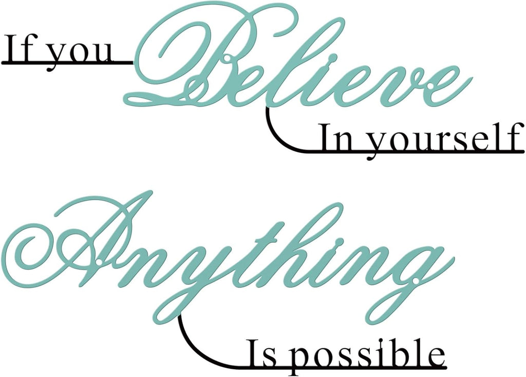 Resama Wall Art Decor - Inspirational Metal Quotes | "Believe in Yourself" | 2 Pcs Colorful Design