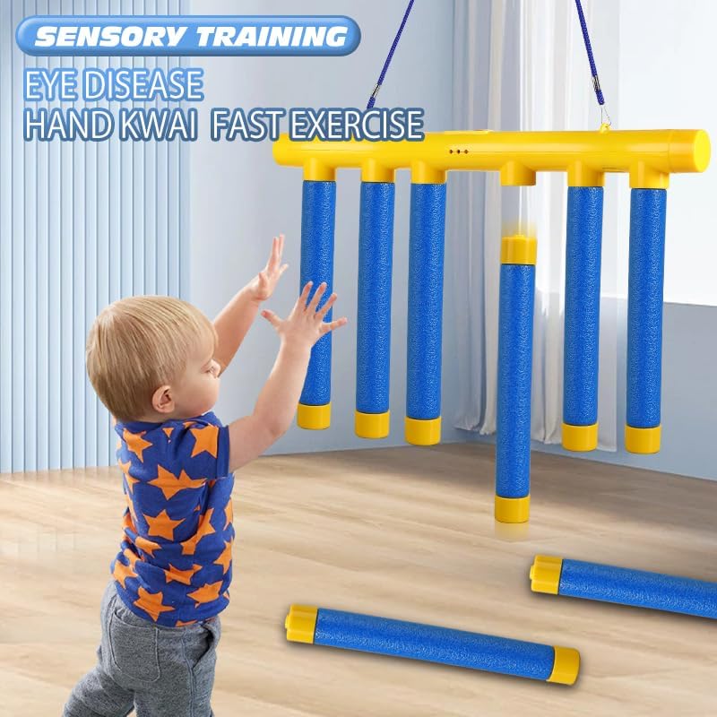 Reaction Time Training Toy - Hand-Eye Coordination Drop Stick Game | Upgraded Remote Control, 3 Speeds, Blue