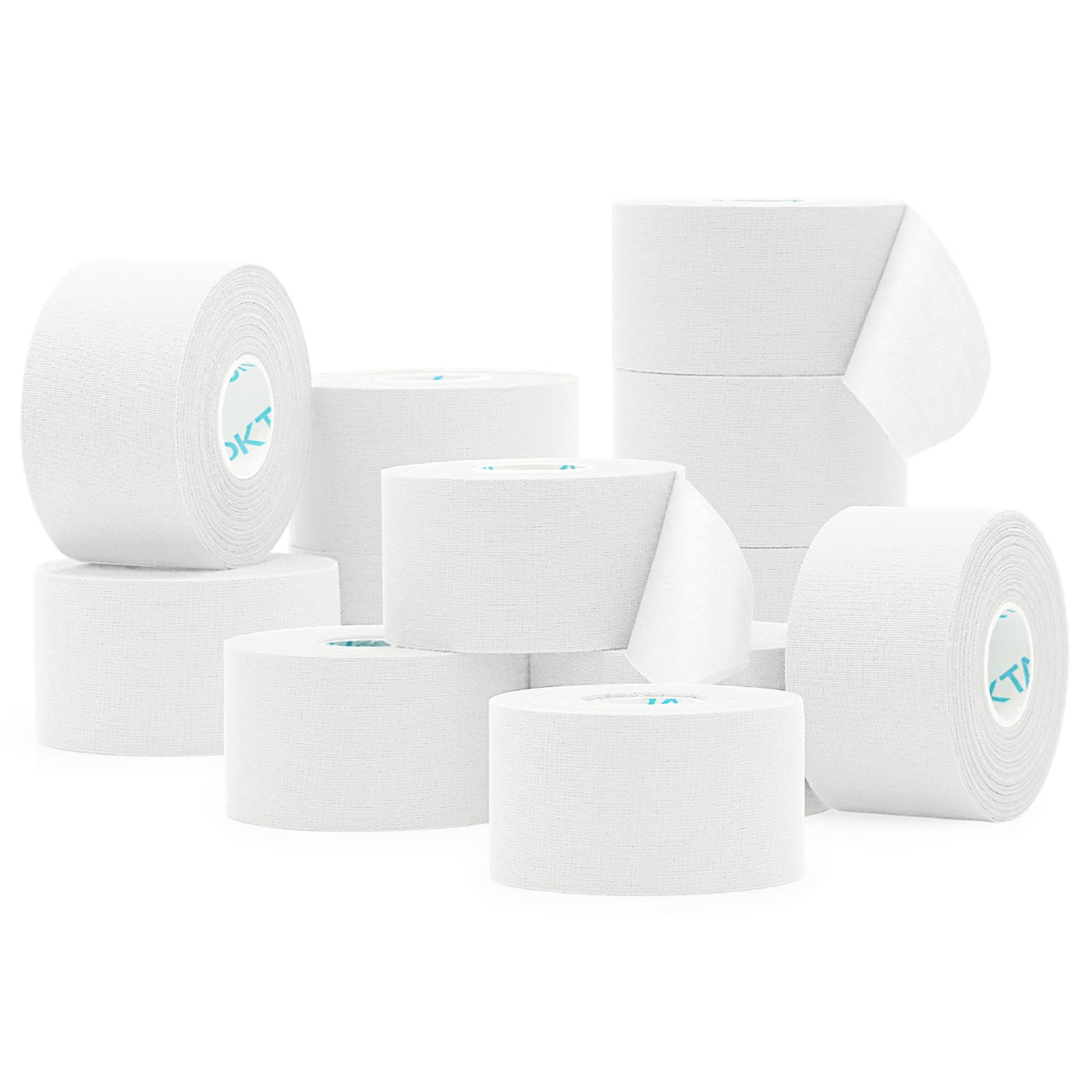 OK TAPE 12 Rolls Athletic Tape, Sports Tape for Injuries, Rigid, Easy Tear Medical Tape, Wrist Tape, No Sticky Residue | Secure Ankle, Finger, Knee- 1.5inch x 15yards (White)
