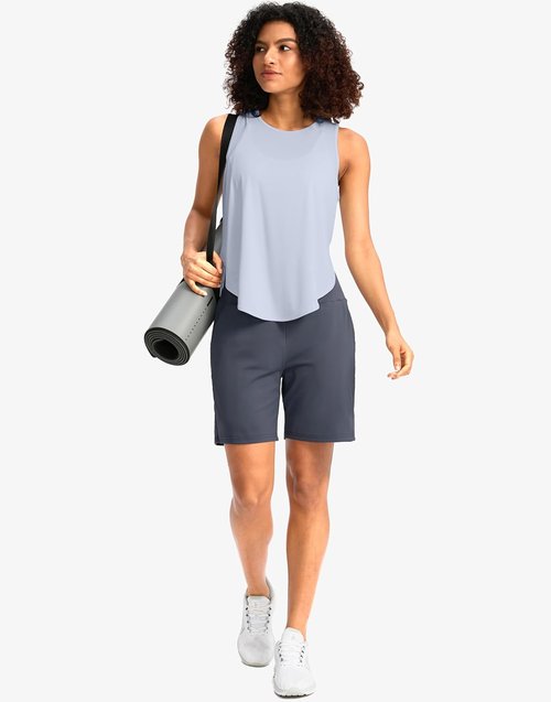 G Gradual Women's Bermuda Shorts - High Waisted, Knee Length with Pockets for Athletic Walking | 9" Size