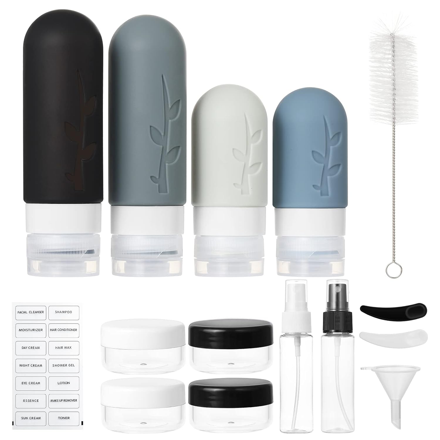 Skiennix 18-Pack Travel Bottles - TSA Approved Silicone Toiletry Containers | Leak-Proof & Refillable