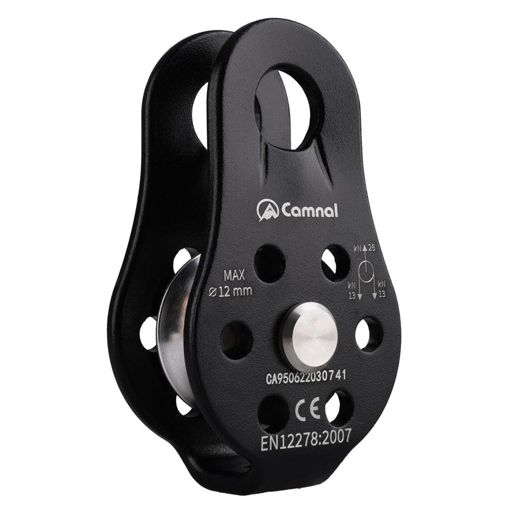 YAPJEB 26kN Climbing Single Pulley, Aluminum Climbing Bearing Pulley CE Certified for for Heavy Duty, Climbing, Zipline, Hauling Outdoor Activity (Black)