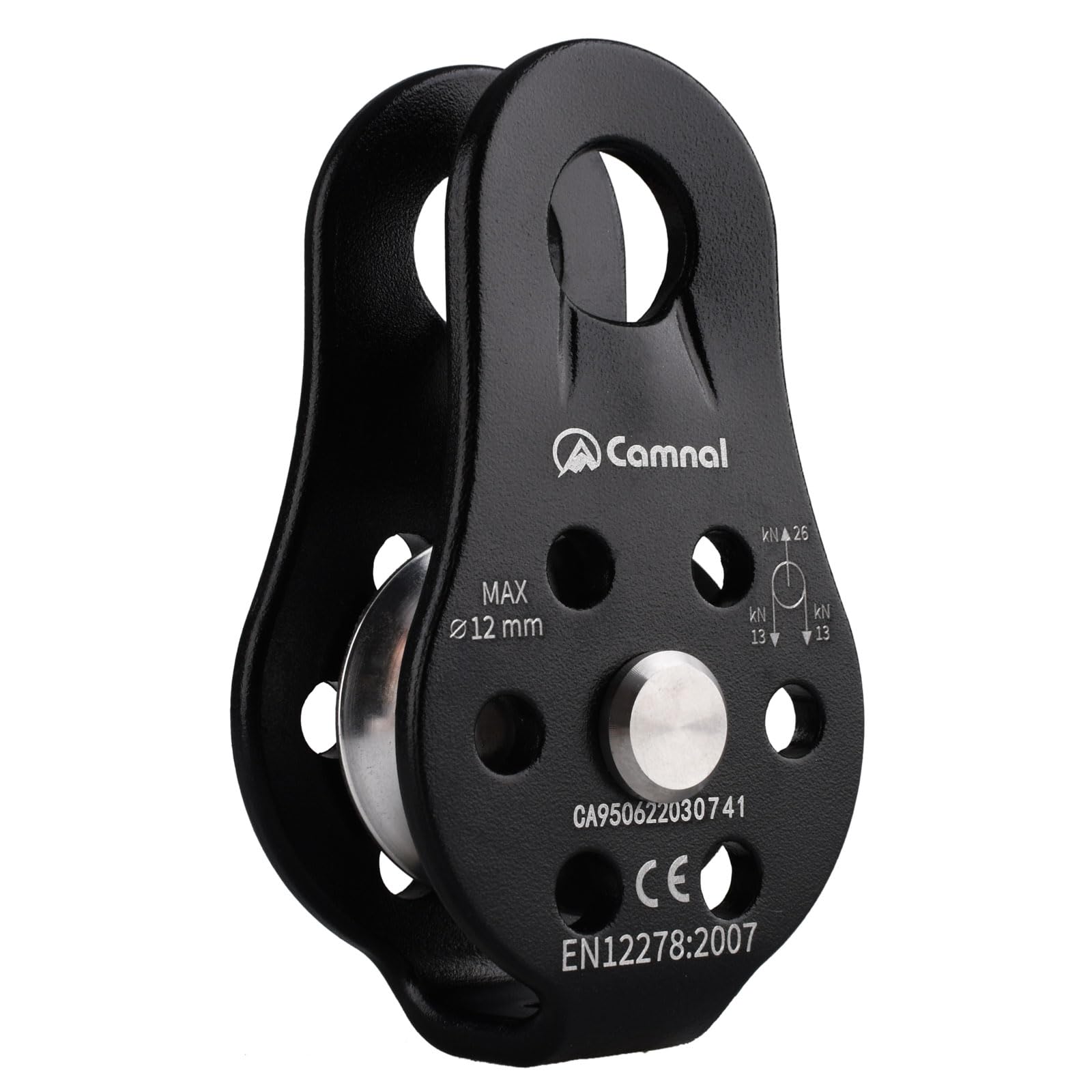 YAPJEB 26kN Climbing Single Pulley, Aluminum Climbing Bearing Pulley CE Certified for for Heavy Duty, Climbing, Zipline, Hauling Outdoor Activity (Black)