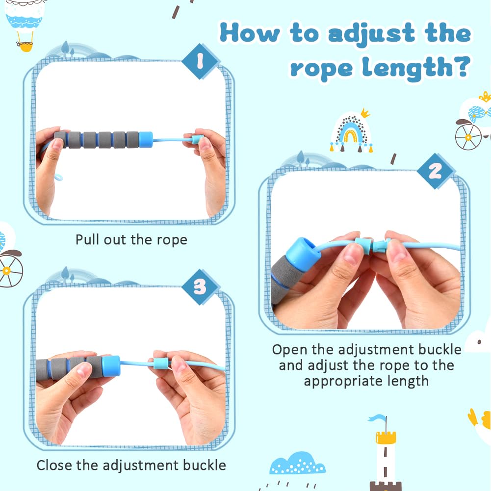 Jump Rope, 2 PCs Children's Skipping Rope, Adjustable Jump Rope with Skin-Friendly Foam Handles, 260 cm Skipping Rope for Children, Fitness, Training, Game