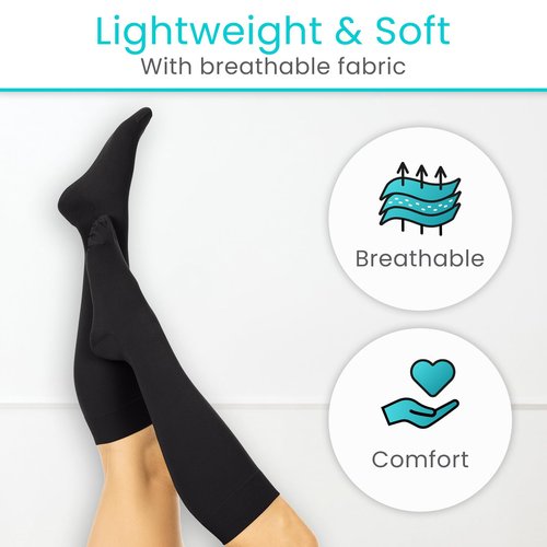 Vive Medical Compression Stockings - 20-30mmHg Knee High Socks for Varicose Veins - Support Stockings for Women/Men - Graduated Compression for Anti Embolism, Post Surgery, Swelling, Soreness (Black)