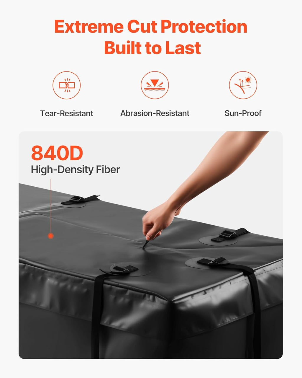 VEVOR Hitch Cargo Carrier Bag, Waterproof 840D PVC, 59.84 x 24.02 x 24.41 in (20 Cubic Feet), Heavy Duty Cargo Bag for Truck Bed Storage with 6 Reinforced Straps, Suitable for Car Vans Hitch Basket