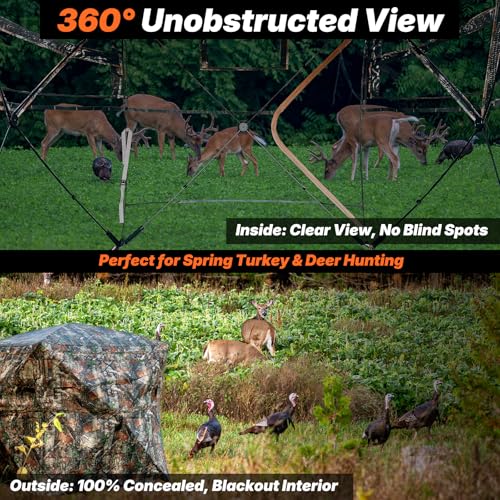SUMSEEK 2-3 Person 360° See-Through Ground Hunting Blind with Single Door