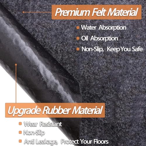 17 x 7.4 FT Garage Floor Mat Oil Spill Protector Weather-Resistant Backing