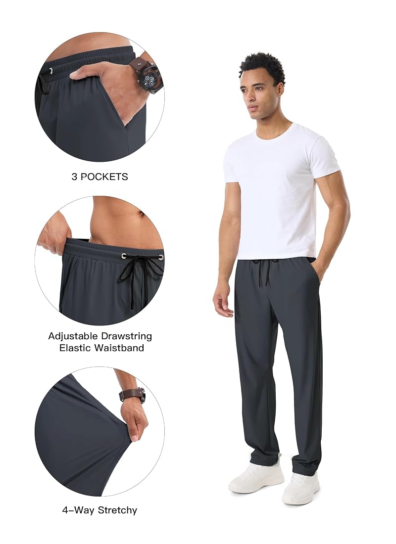 Dark Gray Medium Open-Bottom Men's Lightweight Athletic Sweatpants