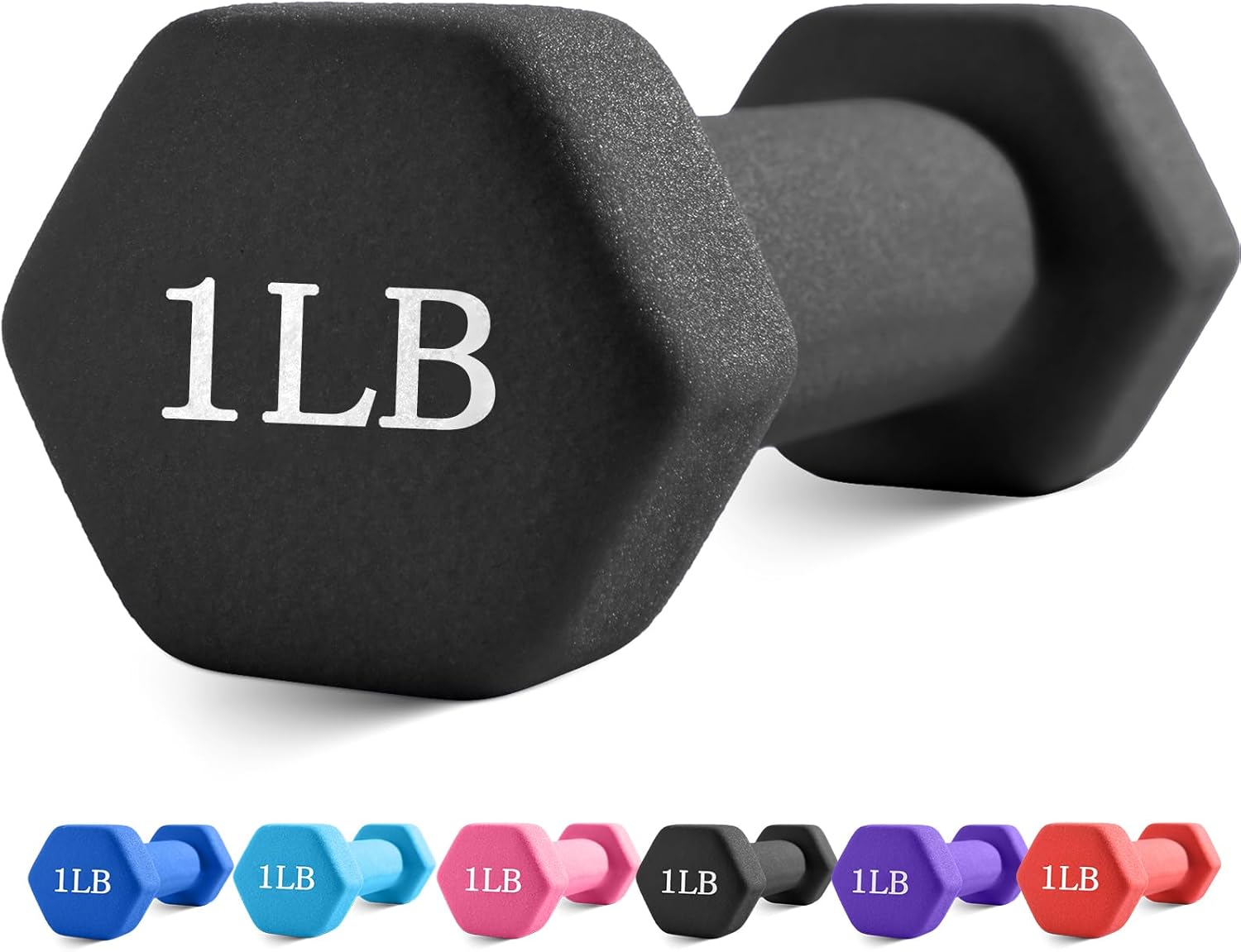 Portzon Dumbbells - Neoprene Coated Anti-Roll Hexagonal Weights | 1LB-3LB for Seniors' Home Fitness