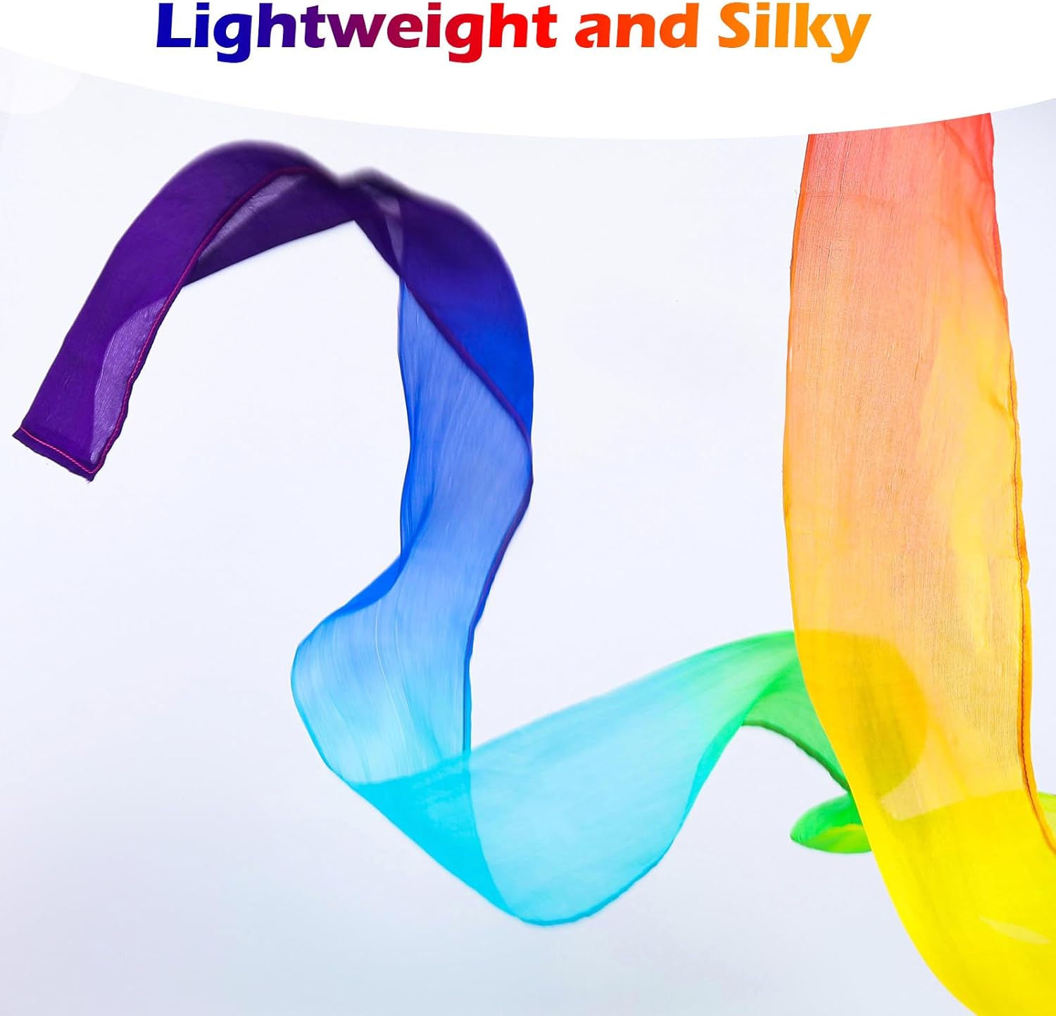 Skiennix 100% Silk Dance Ribbons - Rainbow Streamers for Kids' Gymnastics & Party Decor