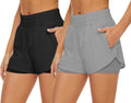 Skiennix Athletic Shorts for Women - Quick Dry High-Waisted Running Shorts with Pockets | 2 Pack