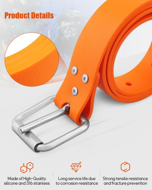 Diving Weight Belt Rubber Weight Belt Fit for Free Diving Spear Fishing Diving Belt 53 Inch, with Quick Release Stainless Steel Buckle