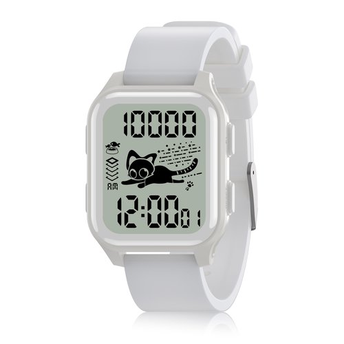 EZON T048 Digital Kids Watch for Teens Girls Boys,Sport Watch with Virtual Pet Cat Step Counter Stopwatch Pedometer Timer Alarm, No App Waterproof Fitness Tracker for Ages 7-18 (White)