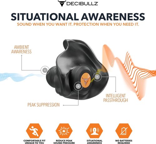 Decibullz Custom Molded Earplugs - 31dB NRR Hearing Protection for Hunting, Shooting & Swimming