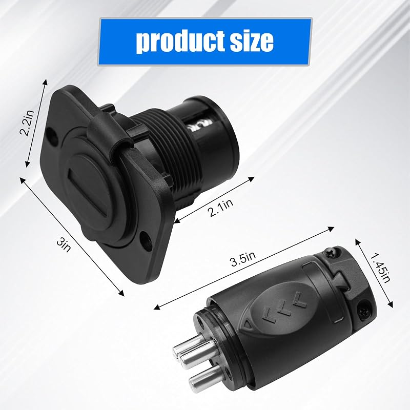 70A Trolling Motor Plug & Receptacle for 2/3-Wire Systems, 12V-48V Marine Power Connector