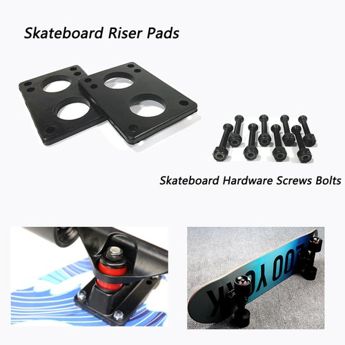 LOOEEL 60mm Longboard Wheels 80A Contains ABEC-9 Bearings and Spacers,Skateboard Riser Pads,Skateboard Hardware Screws Bolts,fit for Your Longboard Skateboards.-Transparent frosted