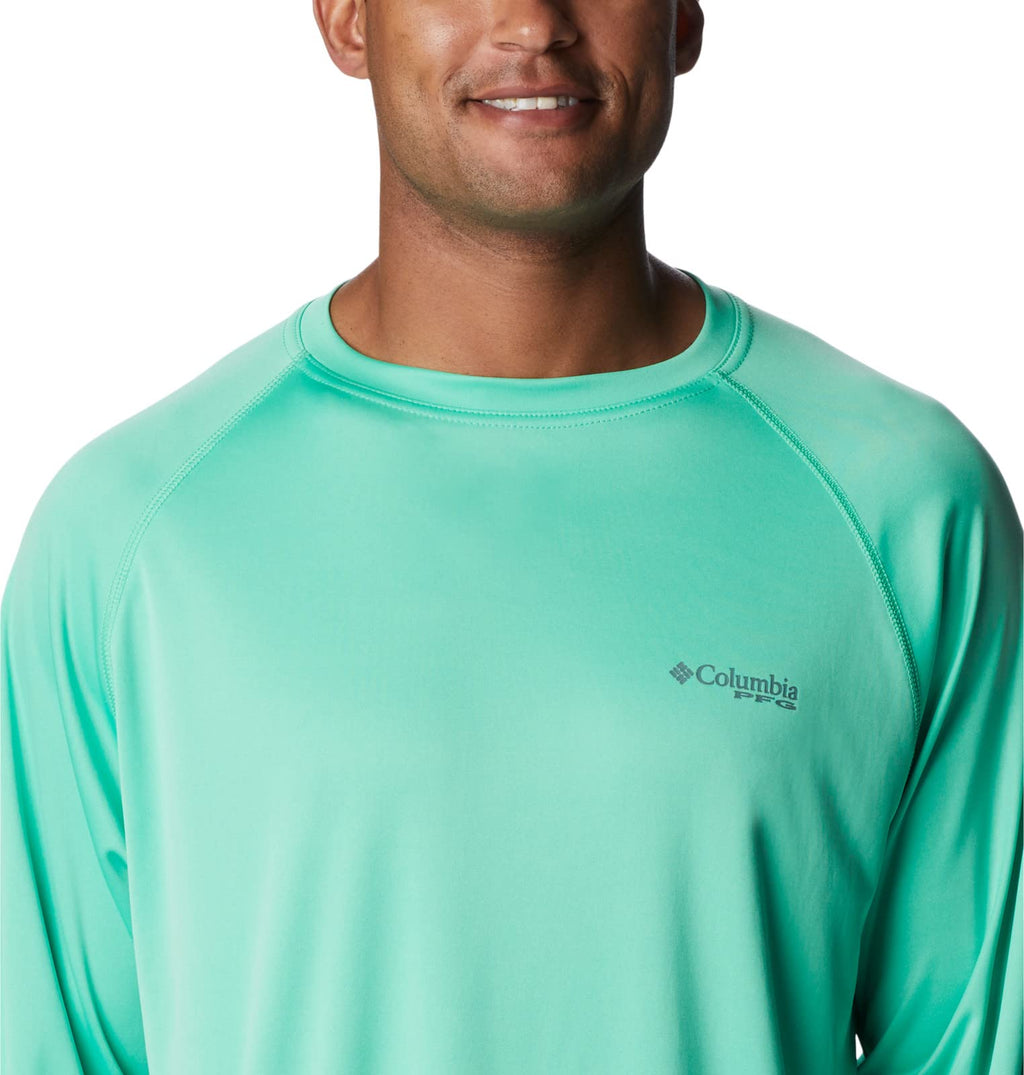 Columbia Men's Terminal Tackle Long Sleeve Fishing Shirt, Light Jade/Metal Logo, XX-Large