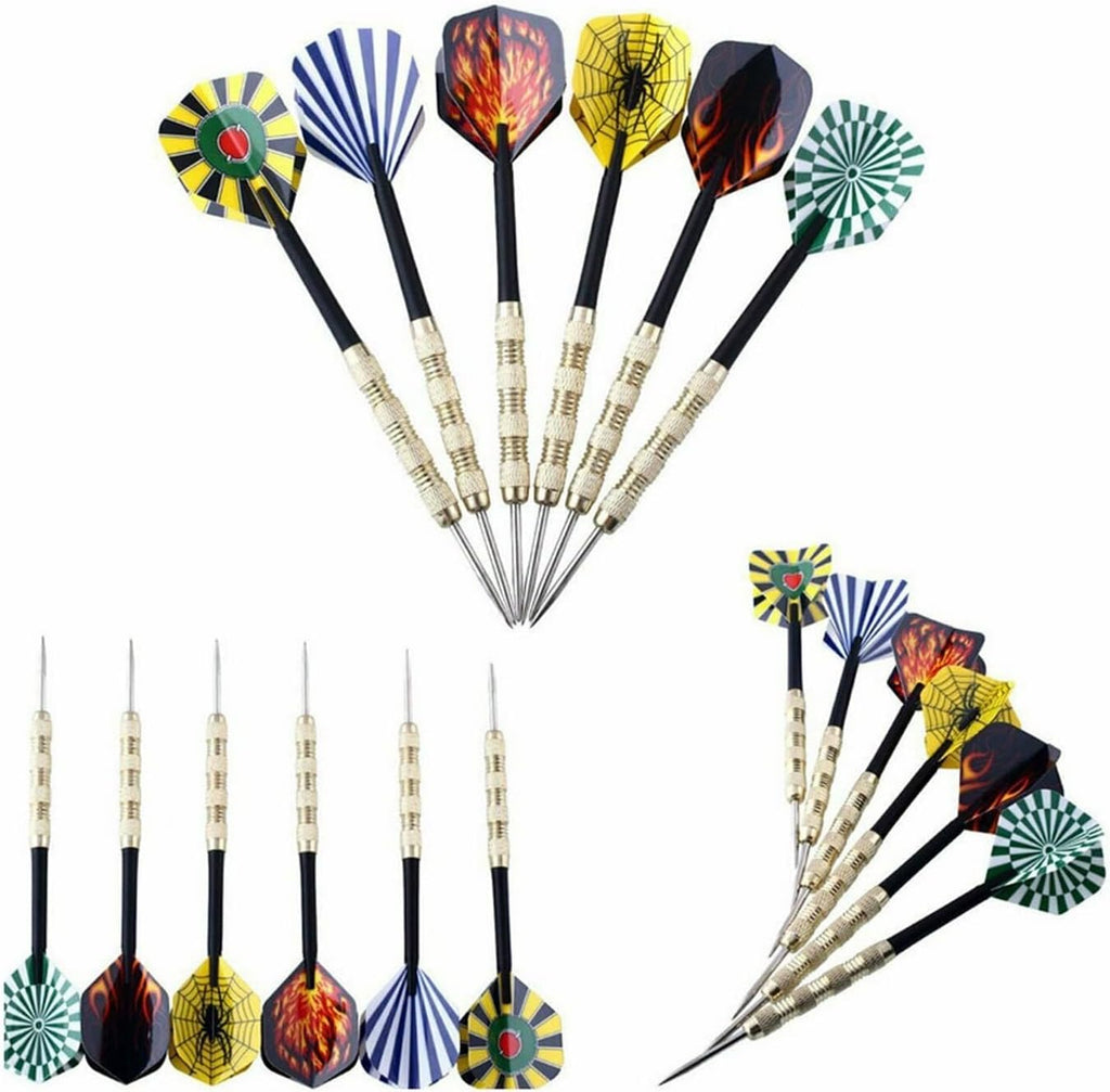 Steel Tip Darts - 18 Pack Professional Metal Dart Set with 24 Unique Flights for Dart Boards