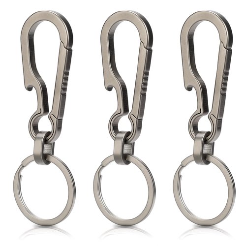 Gjinxi 3 Pcs Titanium Carabiner Keychain Clip Hook Small Backpack Clip Heavy Duty Keychain Grips Backpack Clasps Carabin Anti Lost Quick Release Key Chain Organizer with Key Ring