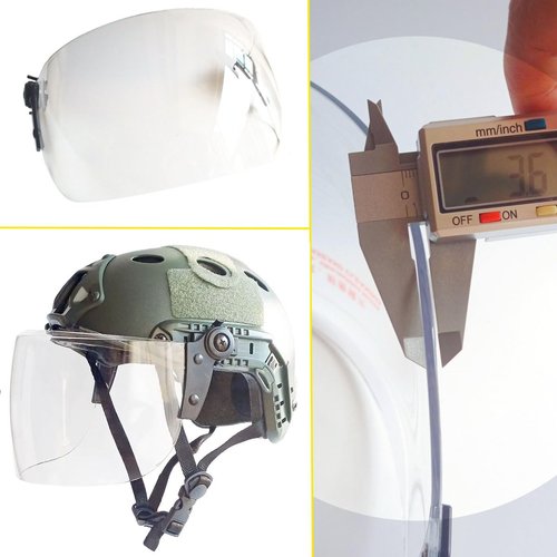 Tactical Airsoft Paintball PJ Type Fast Helmet with Face Shield Visor Goggles Side Rail & NVG Mount (OD Green)