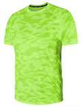 Zengjo Mens Running Shirts Moisture Wicking Gym Workout Tshirt Quick Dry(Neon Green,L)