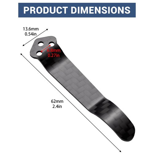 2 pack Titanium Alloy Deep Carry Pocket Clip - 3-Hole Carbon Fiber Replacement Compatible with Spyderco PM2/Manix/Delica Models with Screws