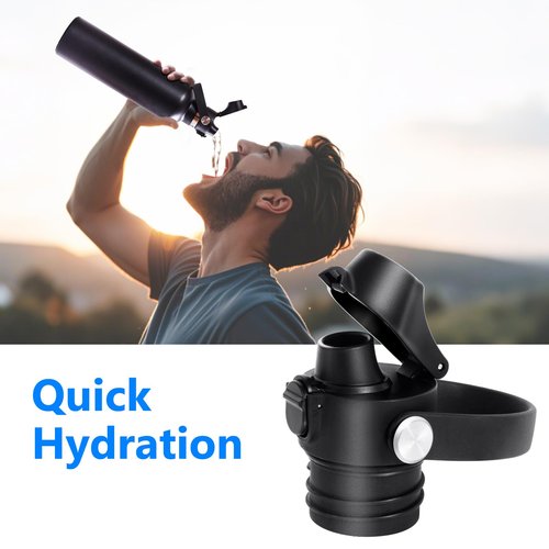 XACIOA Flip Lid for Hydroflask Standard Mouth, Replacement for Hydro Flask Lid, Spout Cap for Narrow Mouth Water Bottle for Simple Modern Iron Flask Accessories, BPA Free, Black - Black