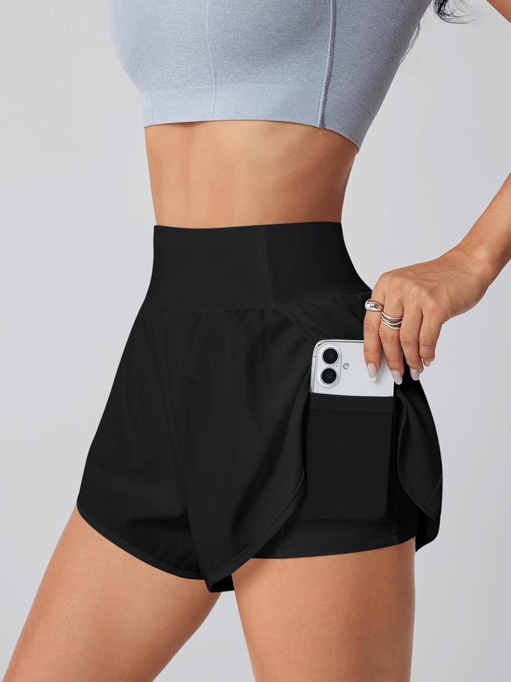 Skiennix Women's High-Waisted Athletic Running Shorts - 3" Dolphin Style with Pockets