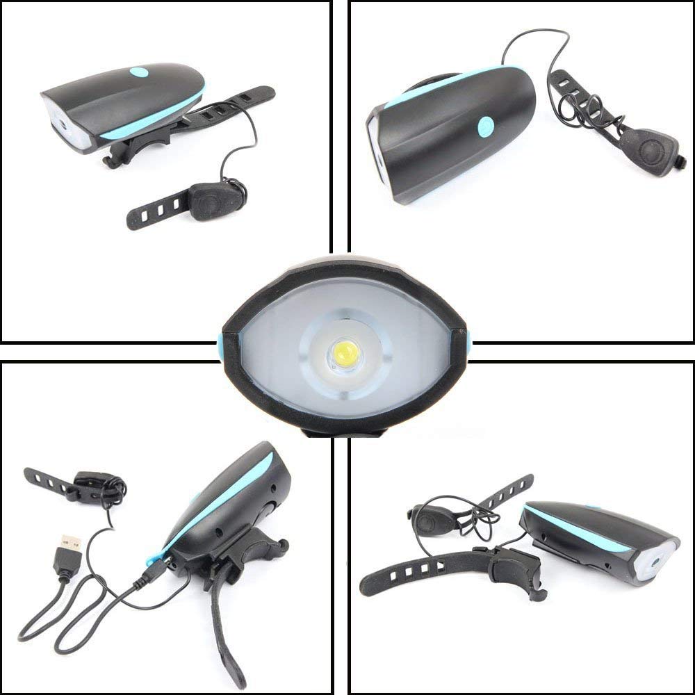 Rechargeable Bike Light With Horn Set, Bicycle Front Light With Bell for Electric Scooter Kids, 2 Modes Sound Siren, 3 Lighting Modes