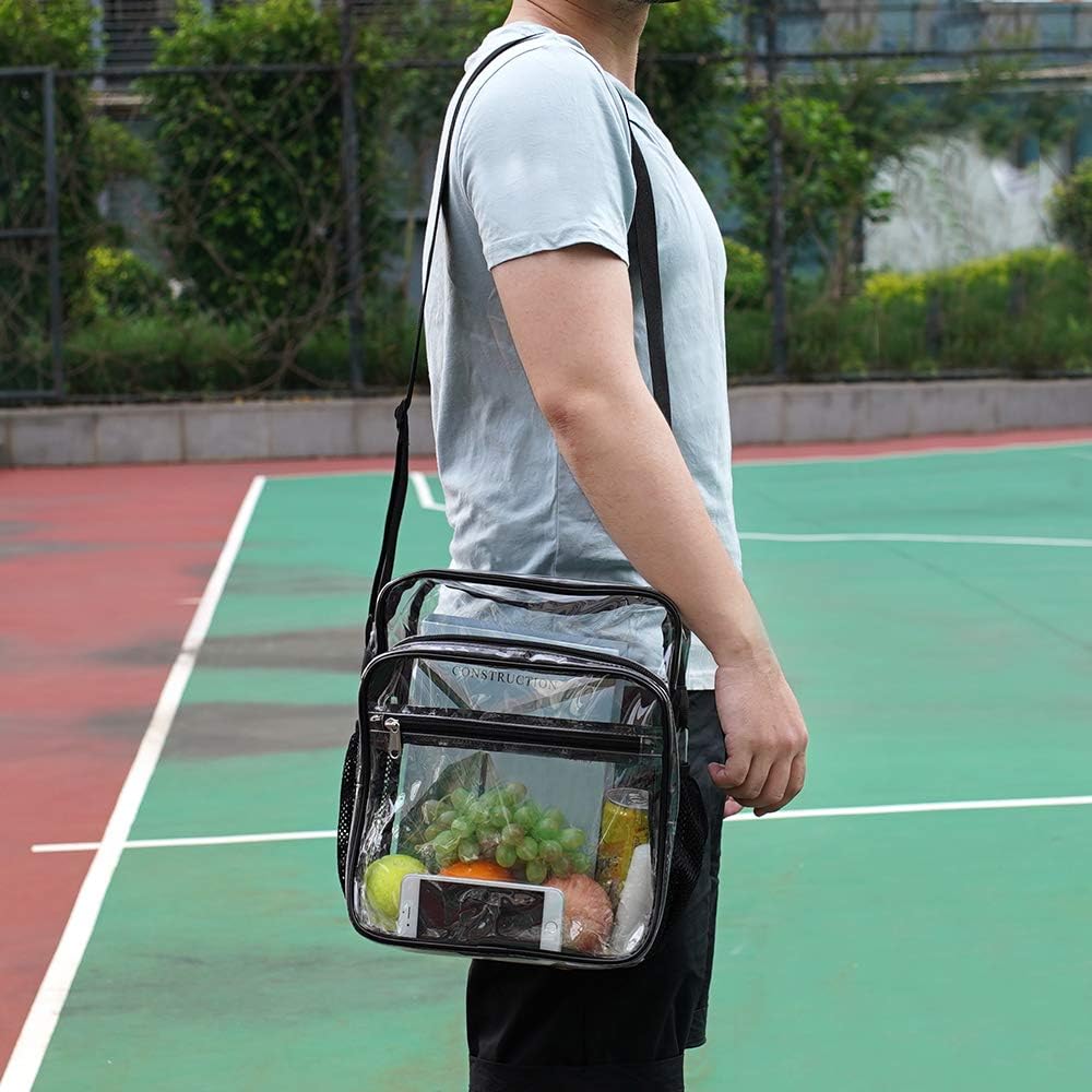 Skiennix Clear Bag - Stadium Approved Crossbody Messenger Shoulder Bag with Adjustable Strap | Ideal for Concerts & Sports Events