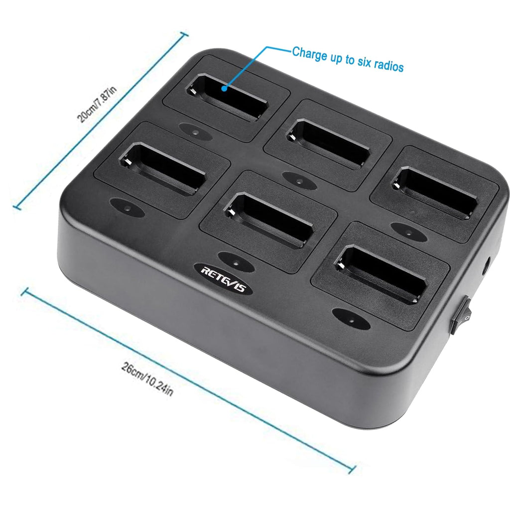 Retevis RT22 Walkie Talkie Charger, Six-Way Charger, Multi Unit Charging Station, Compatible with Retevis RT22 RT22S RB19 RB19P RB39 RB39P Walkie Talkie (1 Pack)