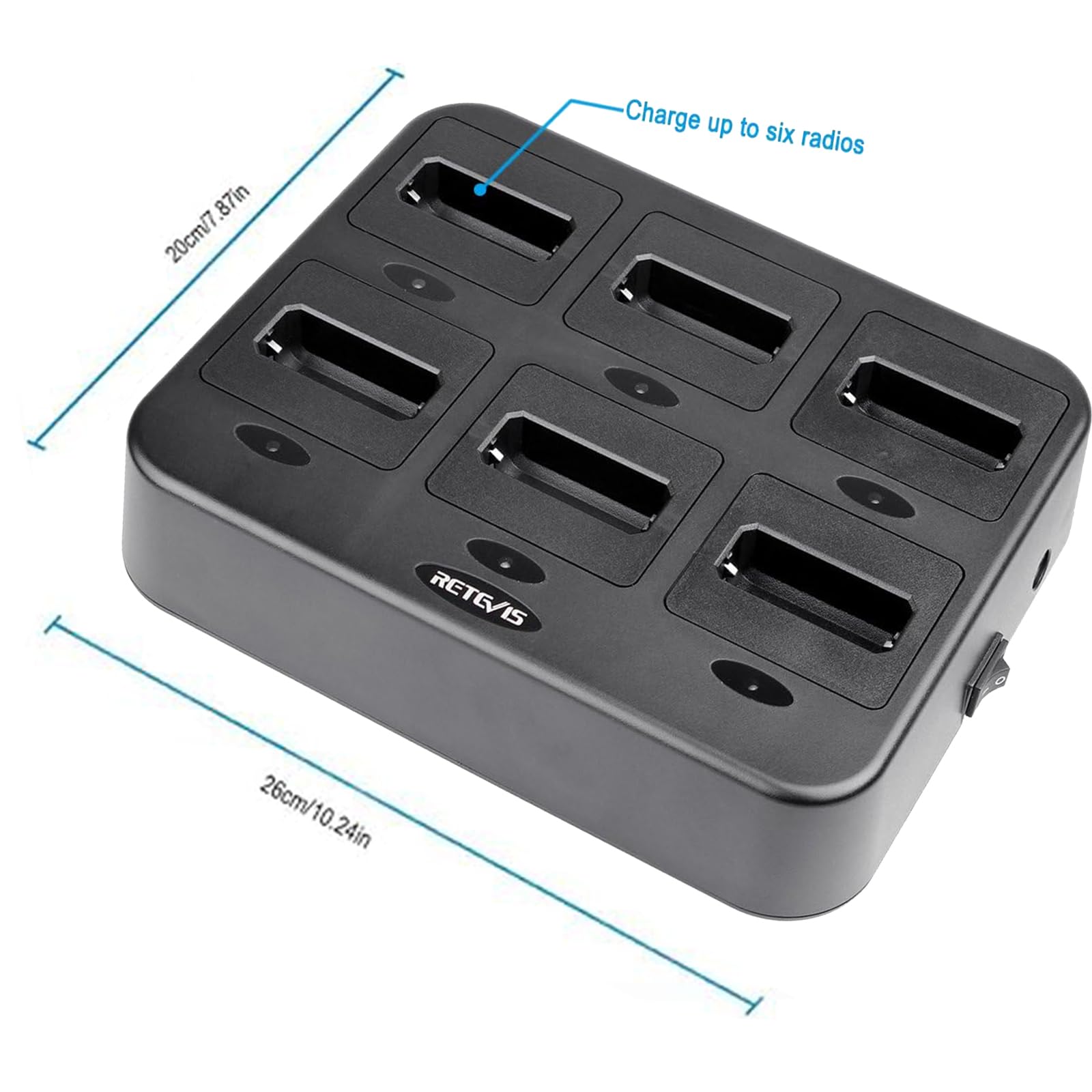 Retevis RT22 Walkie Talkie Charger, Six-Way Charger, Multi Unit Charging Station, Compatible with Retevis RT22 RT22S RB19 RB19P RB39 RB39P Walkie Talkie (1 Pack)