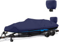 1200D Waterproof Boat Cover - Heavy Duty Canvas for 17' to 19' Bass, V-Hull & Bowrider Boats - Navy Blue