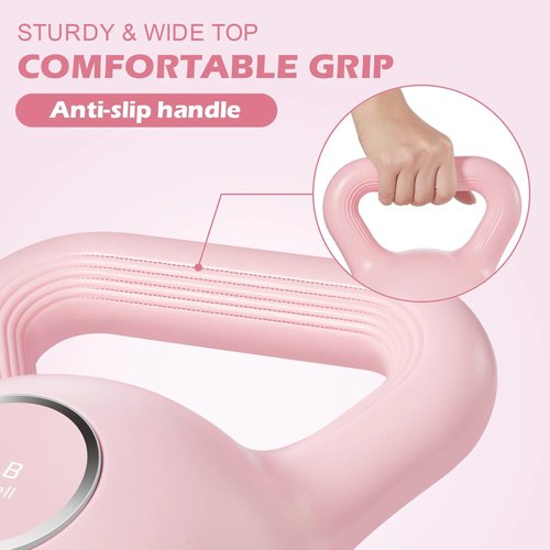 KHTO Kettlebells Fitness Exercise-Pink Strength Training Kettlebell Sets,Dumbbell Weights for Home Gym Equipment(20LB)