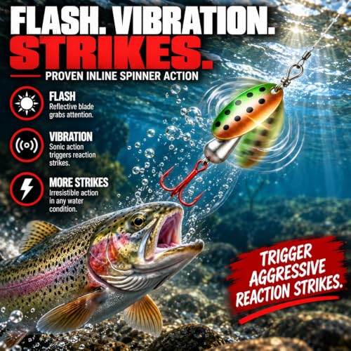 3-Pack Inline Fishing Spinners for Freshwater Trout, Salmon, Bass & More