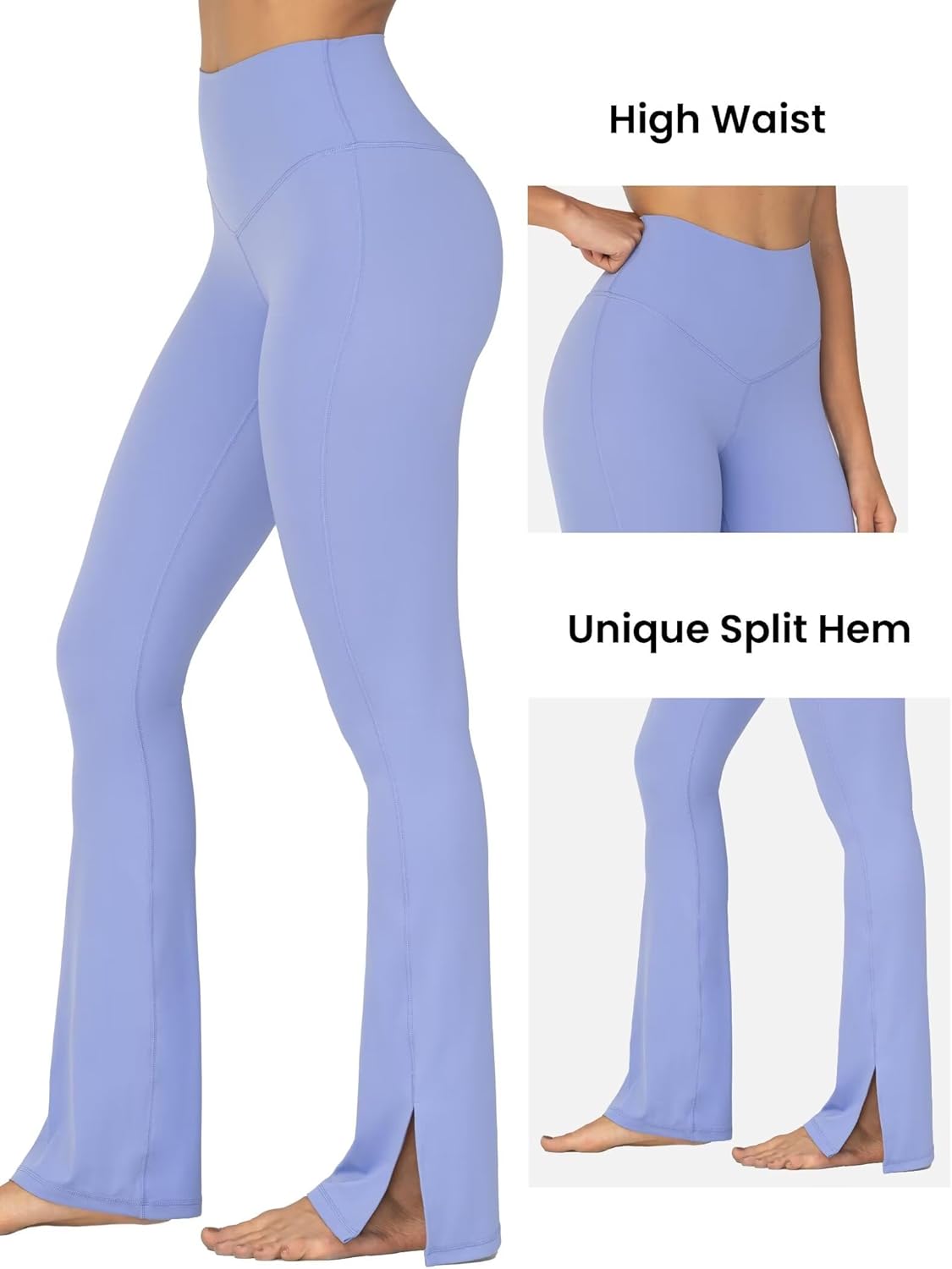 Sunzel High Waisted Flare Leggings - Tummy Control Bootcut Yoga Pants for Women | Split Hem Design