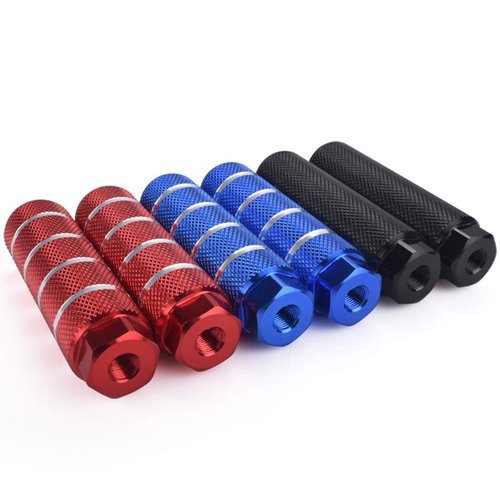 4 PCS Bike Foot Pegs, 4 inch Length Aluminum Alloy Cylinder Anti-Skid Fit 3/8 inch Axles (BLACK)