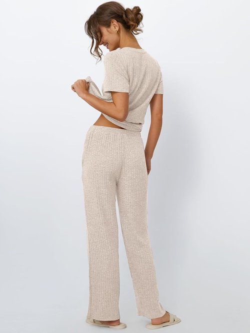 LILLUSORY Women's Lounge Sets - 2 Piece Matching Summer Travel Outfits | Cute Casual Pajamas