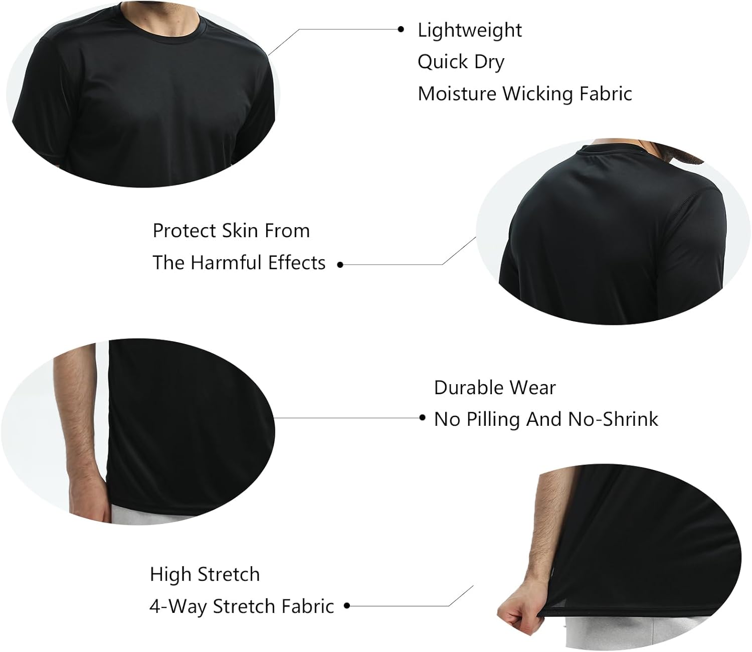 Skiennix Men's Quick Dry T-Shirts - Lightweight Short Sleeve Workout Tops | 5/6 Pack for Gym & Running