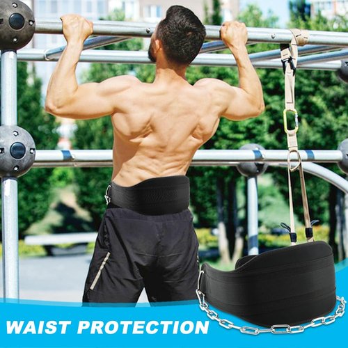 Dip Belt With Heavy-Duty Chain,Weightlifting Belt or Pull-Ups, Powerlifting, Squats, and Bodybuilding,550lbs - 650lbs Weight Capacity