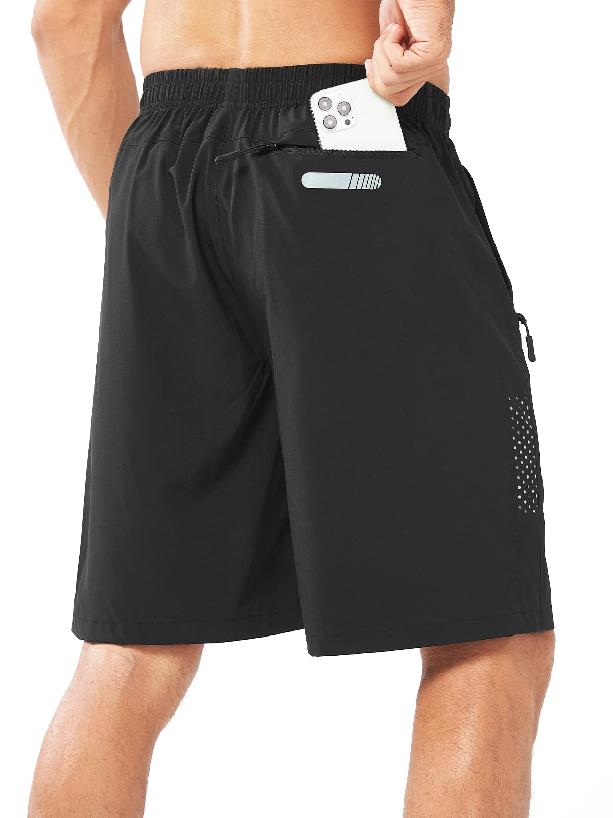 NORTHYARD Men's Athletic Running Shorts Gym Workout 7"/9"/5" Quick Dry Lightweight Sports Basketball Tennis 3 Zipper Pockets Black-9inch L